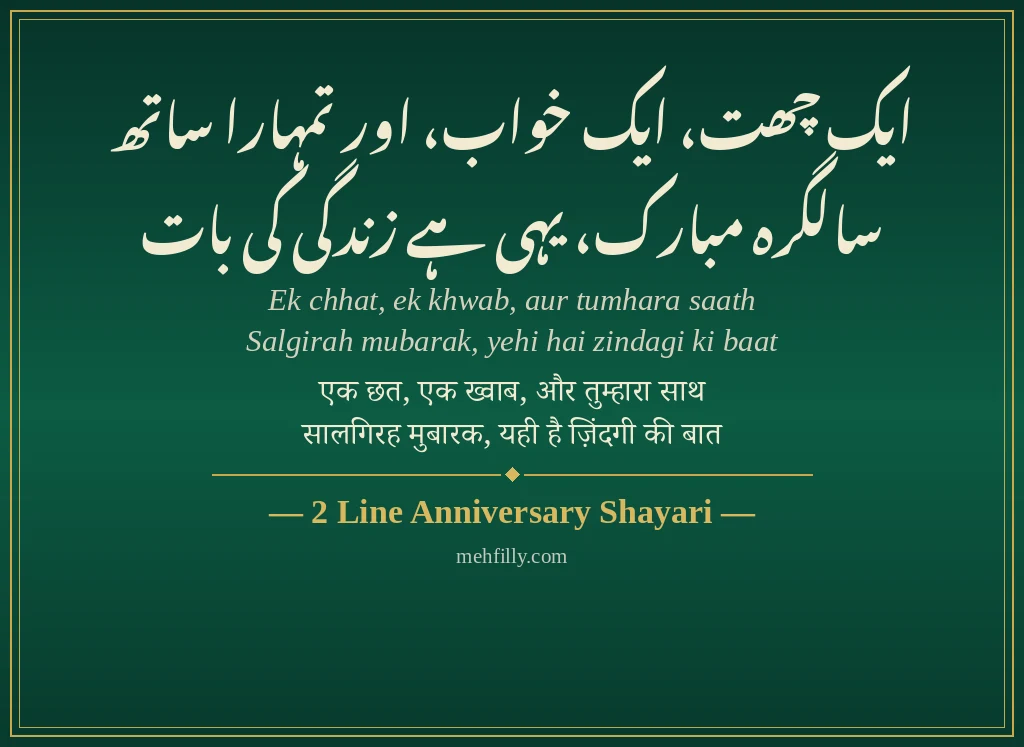 Anniversary Shayari by 2 Line Anniversary Shayari - Mehfilly