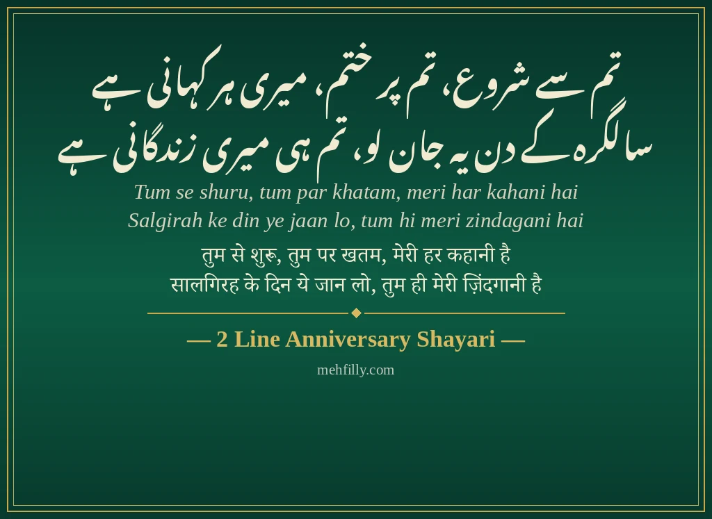 Anniversary Shayari by 2 Line Anniversary Shayari - Mehfilly