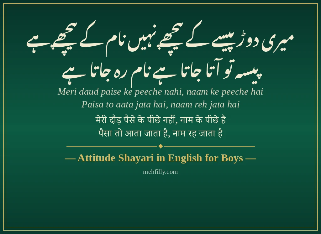 Attitude Shayari in English by Attitude Shayari in English for Boys - Mehfilly