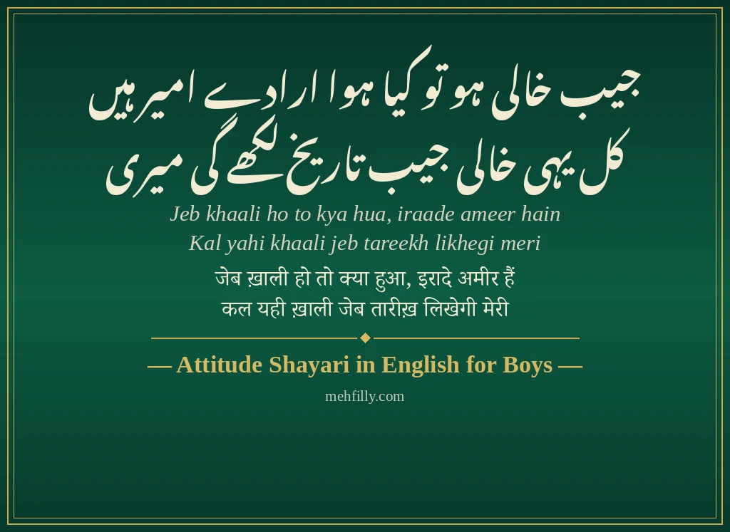 Attitude Shayari in English by Attitude Shayari in English for Boys - Mehfilly