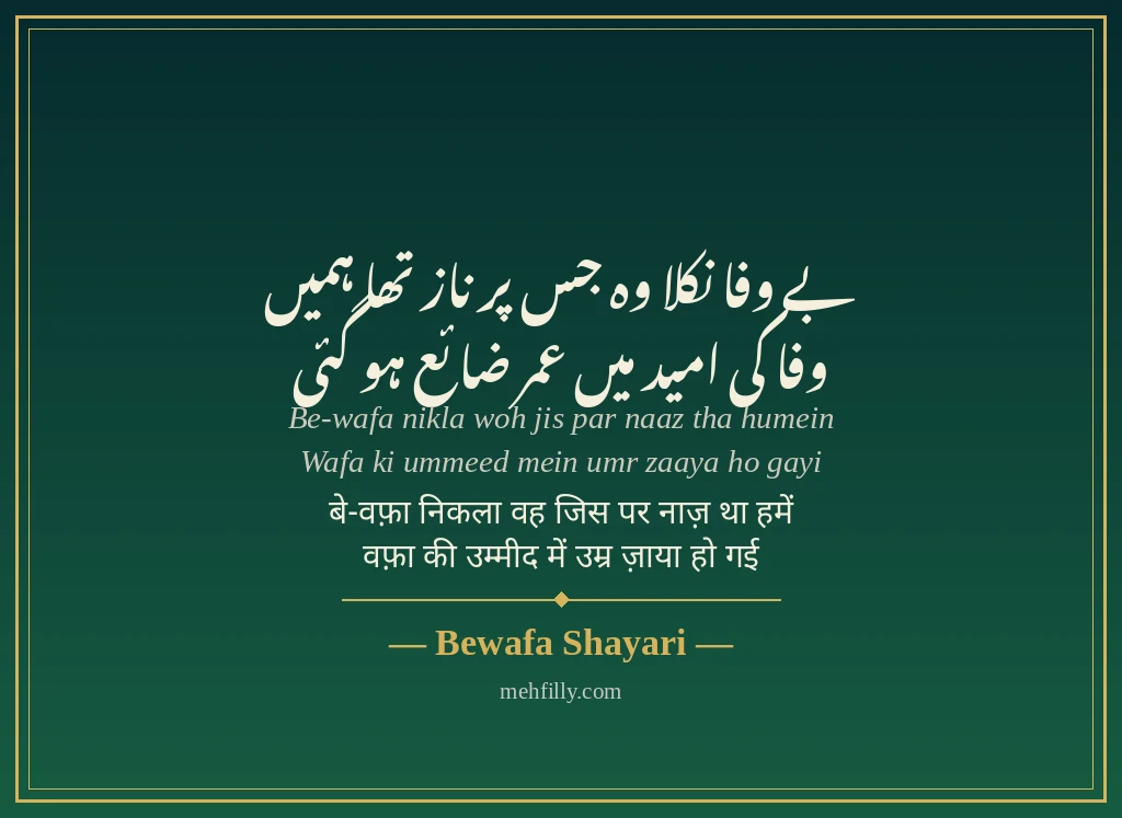 2 line shayari by Bewafa Shayari - Mehfilly
