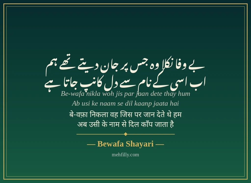 Bewafa shayari by Bewafa Shayari - Mehfilly