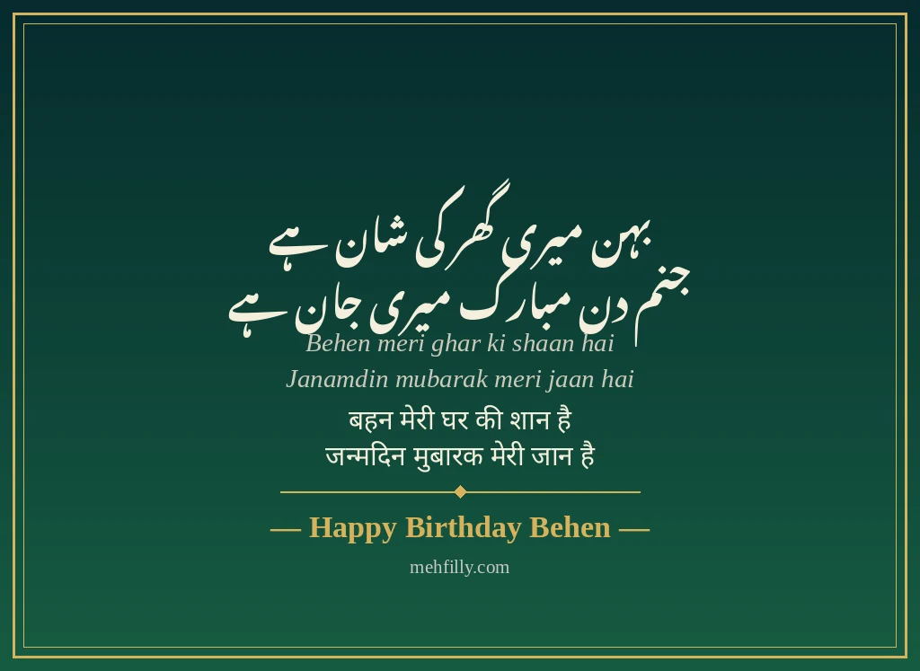 Birthday shayari - Happy Birthday Behen - Mehfilly