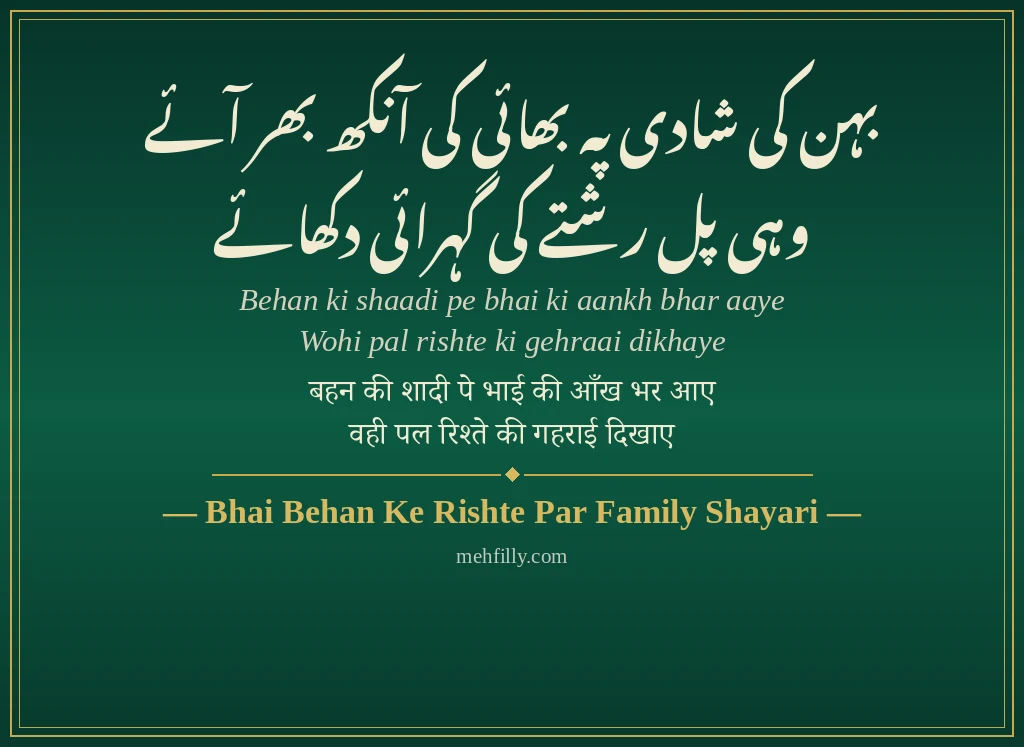 Family Rishte Shayari by Bhai Behan Ke Rishte Par Family Shayari - Mehfilly