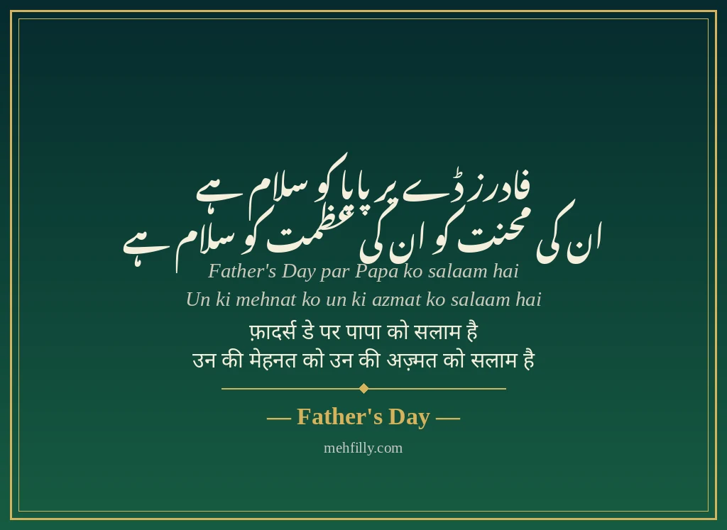 Papa ke liye shayari - Father's Day - Mehfilly