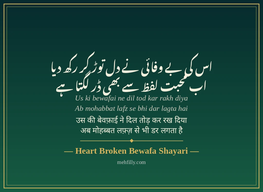 Heart broken shayari by Heart Broken Bewafa Shayari - Mehfilly