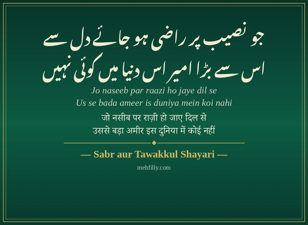 Islamic Shayari by Sabr aur Tawakkul Shayari - Mehfilly