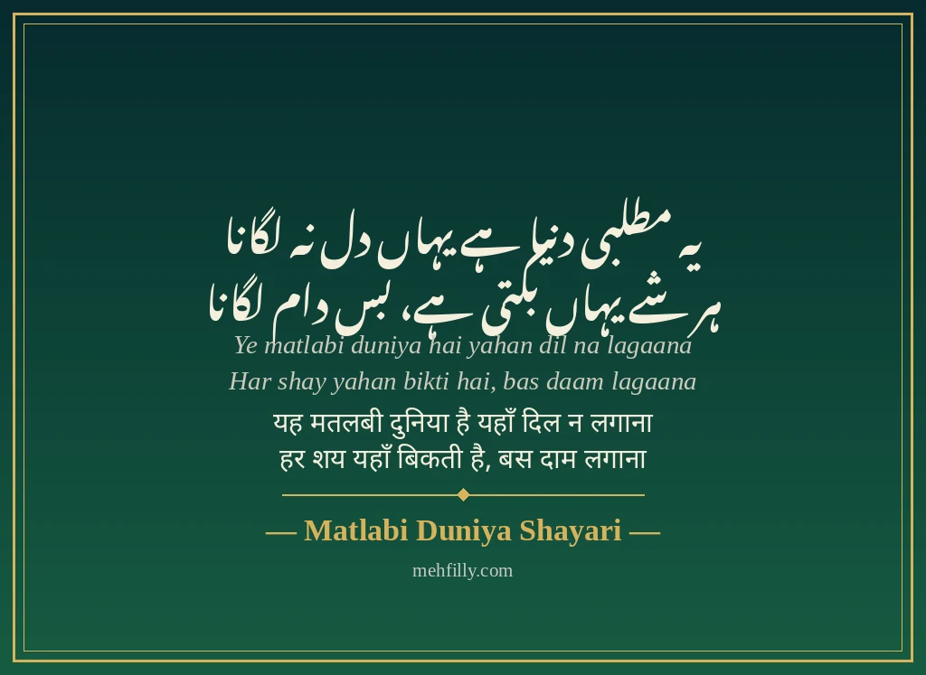 Matlabi shayari by Matlabi Duniya Shayari - Mehfilly