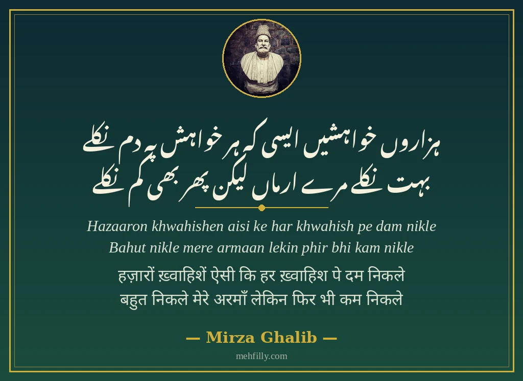 Motivational shayari by Mirza Ghalib - Mehfilly