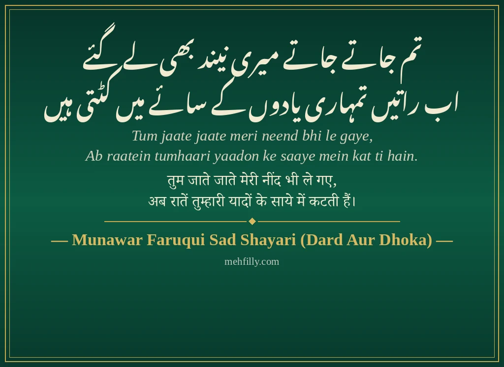 Munawar Faruqui Shayari by Munawar Faruqui Sad Shayari (Dard Aur Dhoka) - Mehfilly