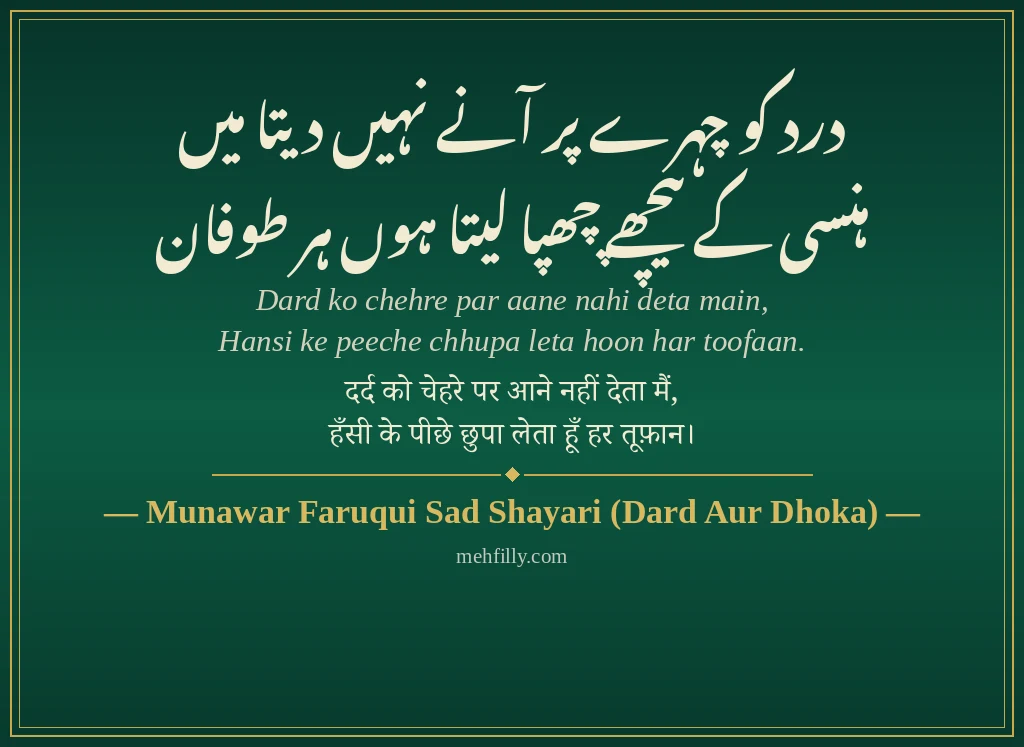 Munawar Faruqui Shayari by Munawar Faruqui Sad Shayari (Dard Aur Dhoka) - Mehfilly