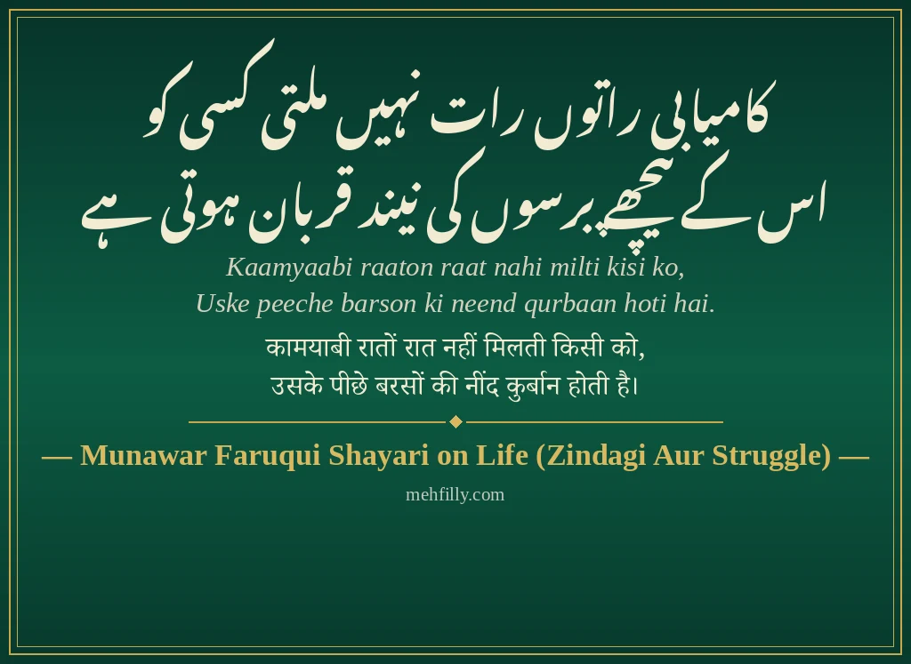 Munawar Faruqui Shayari by Munawar Faruqui Shayari on Life (Zindagi Aur Struggle) - Mehfilly