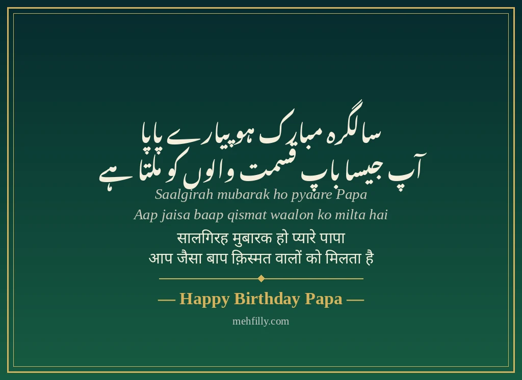 Papa ke liye shayari - Happy Birthday Papa - Mehfilly