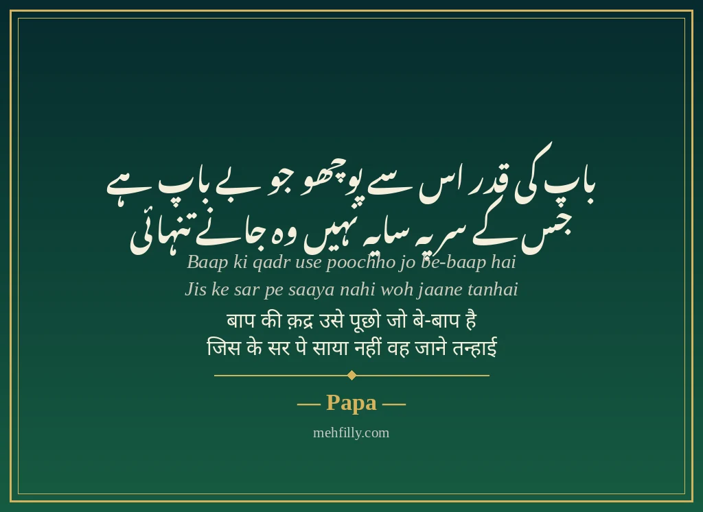 Papa ke liye shayari - Papa - Mehfilly