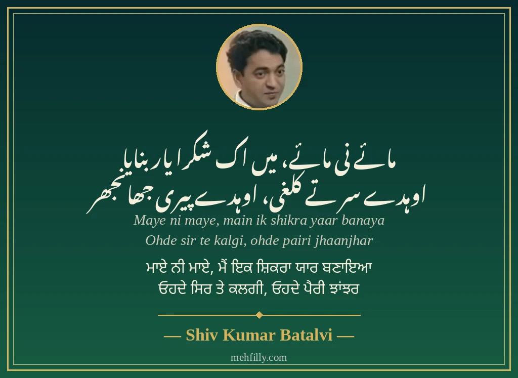 Punjabi shayari by Shiv Kumar Batalvi - Mehfilly