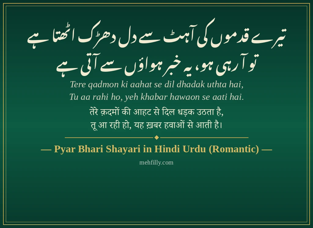 Pyar Bhari Shayari by Pyar Bhari Shayari in Hindi Urdu (Romantic) - Mehfilly
