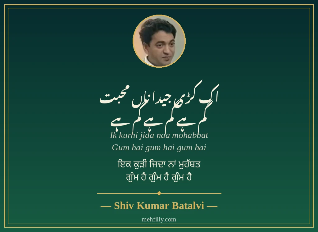 Sad shayari Punjabi by Shiv Kumar Batalvi - Mehfilly