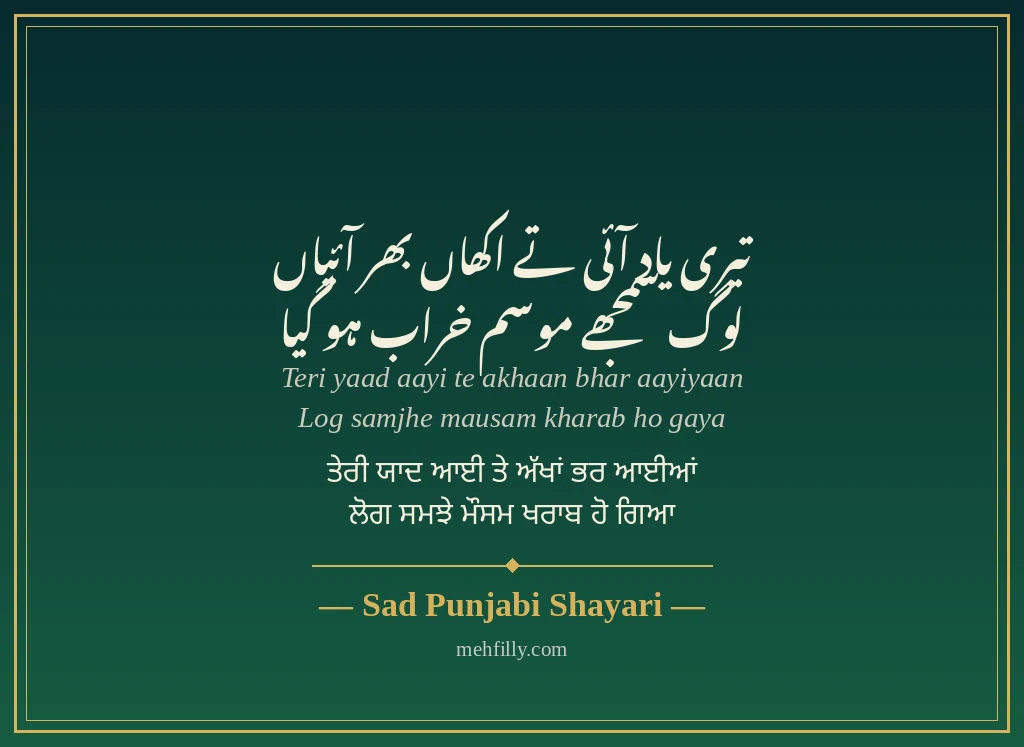 Sad shayari Punjabi by Sad Punjabi Shayari - Mehfilly