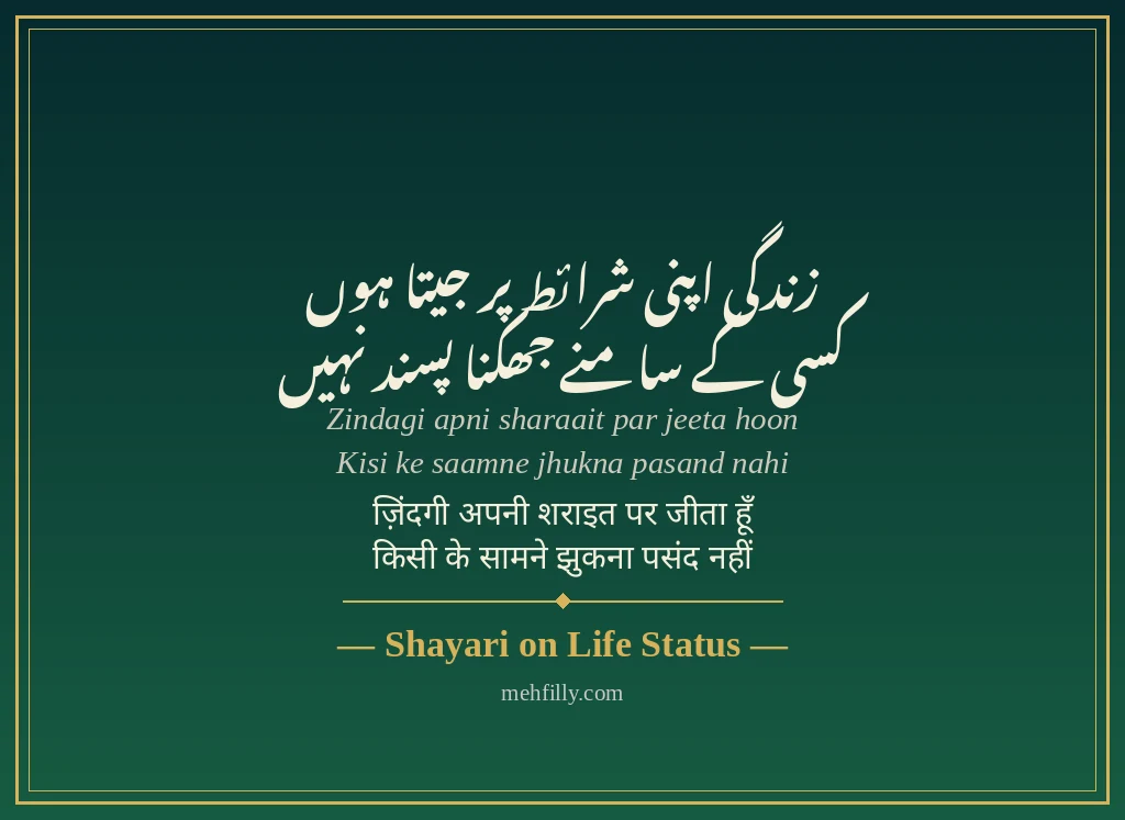 Shayari on life by Shayari on Life Status - Mehfilly