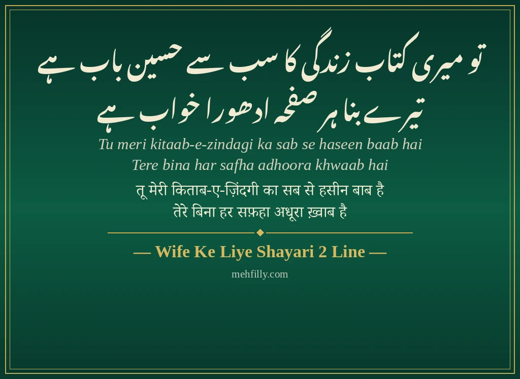 Wife Ke Liye Shayari by Wife Ke Liye Shayari 2 Line - Mehfilly