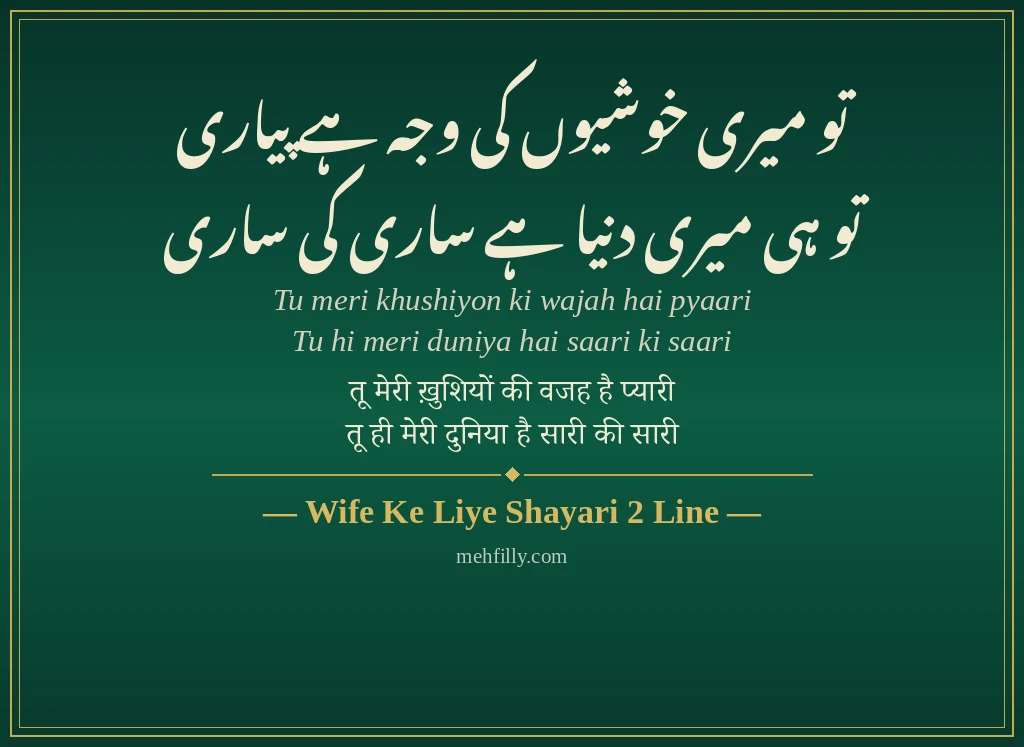 Wife Ke Liye Shayari by Wife Ke Liye Shayari 2 Line - Mehfilly