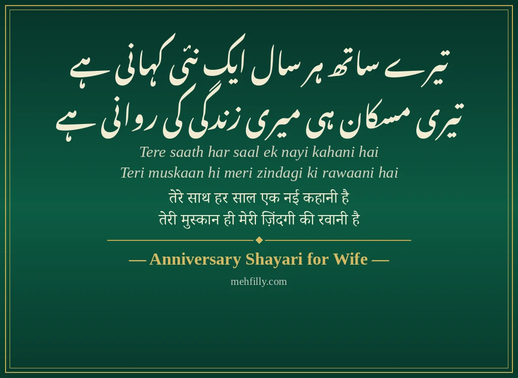Wife Ke Liye Shayari by Anniversary Shayari for Wife - Mehfilly