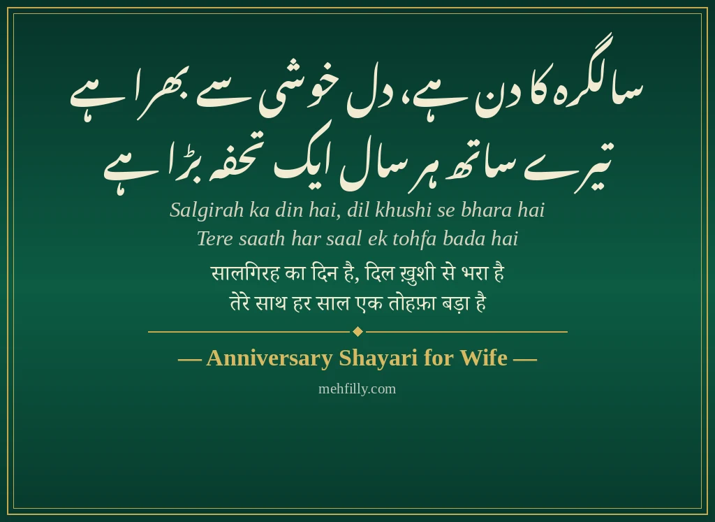 Wife Ke Liye Shayari by Anniversary Shayari for Wife - Mehfilly